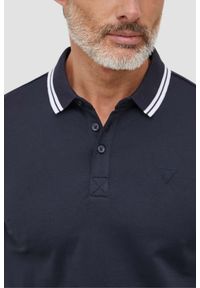Guess - GUESS Granatowe męskie polo Pique, Rozmiar XXL. Typ kołnierza: polo. Kolor: niebieski #5