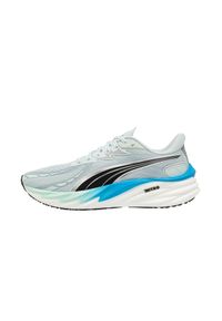 Decathlon - Buty do biegania męskie Puma Velocity Nitro 4. Kolor: szary, niebieski, wielokolorowy. Szerokość cholewki: normalna. Sport: bieganie
