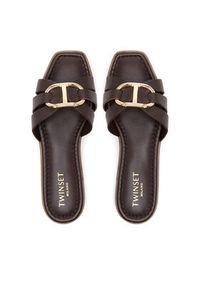 TwinSet - TWINSET Klapki 251TGT090 Brązowy. Kolor: brązowy. Materiał: skóra #2