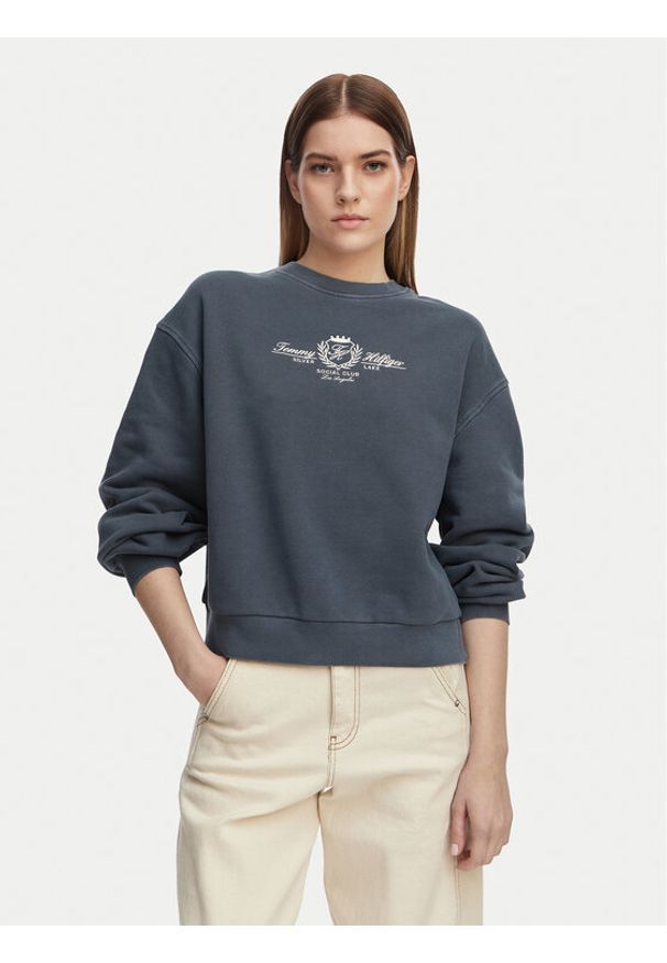 TOMMY HILFIGER - Tommy Hilfiger Bluza Crest Embroidery WW0WW48733 Granatowy Relaxed Fit. Kolor: niebieski. Materiał: bawełna
