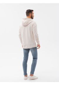 Ombre Clothing - Bluza męska hoodie z przeszyciami - kremowa V1 B1187 - XXL. Kolor: biały. Materiał: bawełna, dzianina, poliester #7