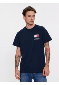 Tommy Jeans T-Shirt Essential Flag DM0DM18263 Granatowy Slim Fit. Kolor: niebieski. Materiał: bawełna