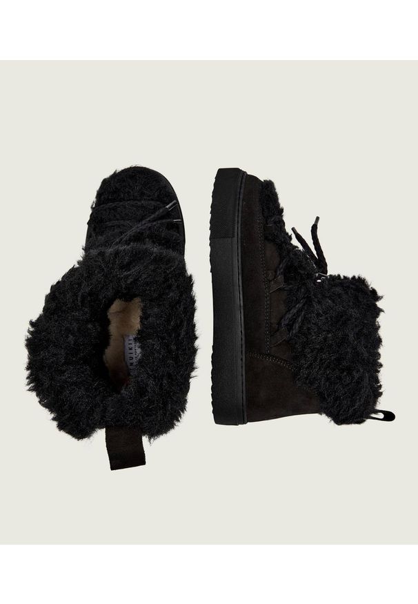 Inuikii - INUIKII TEDDY LOW Śniegowce damskie. Okazja: na co dzień. Kolor: czarny. Materiał: materiał, guma, wełna. Szerokość cholewki: normalna. Sezon: zima. Styl: elegancki, casual