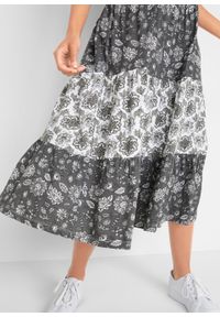 Długa sukienka bawełniana z dżerseju bonprix szaro-czarny wzorzysty. Kolor: biały. Materiał: bawełna, jersey. Długość: maxi #5
