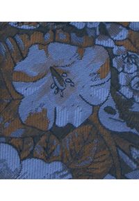 Krawat Męski - Granat i Brąz, Duże Kwiaty - Alties. Kolor: wielokolorowy, brązowy, beżowy, niebieski. Materiał: tkanina. Wzór: kwiaty. Styl: wizytowy, elegancki #2