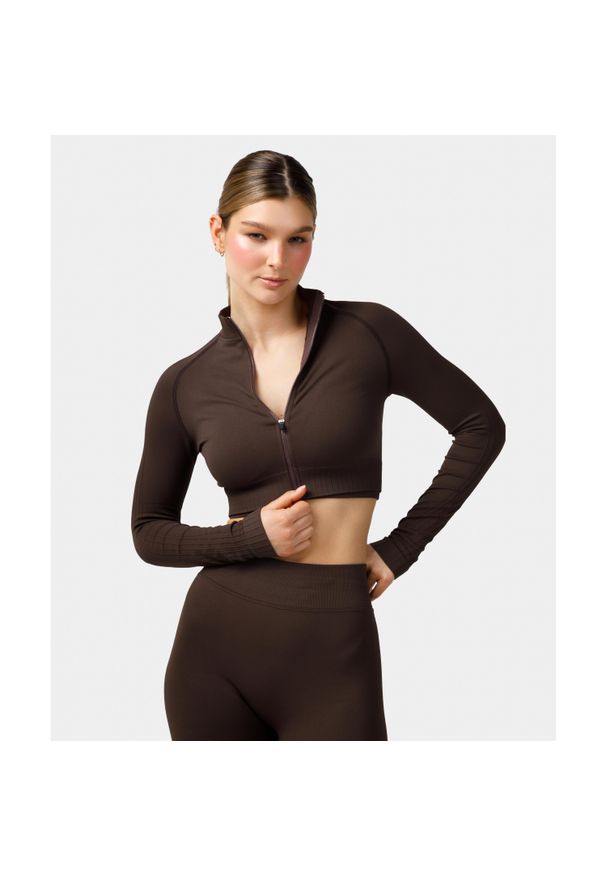 Longsleeve rozpinany Carpatree Elite brązowy. Kolor: brązowy. Materiał: materiał, skóra, elastan. Długość rękawa: długi rękaw