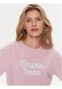 Guess T-Shirt Gothic W4RI49 K6XN4 Fioletowy Regular Fit. Kolor: fioletowy. Materiał: bawełna #4