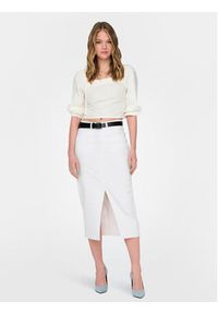 only - ONLY Spódnica jeansowa Siri 15324365 Biały Regular Fit. Kolor: biały. Materiał: bawełna #5