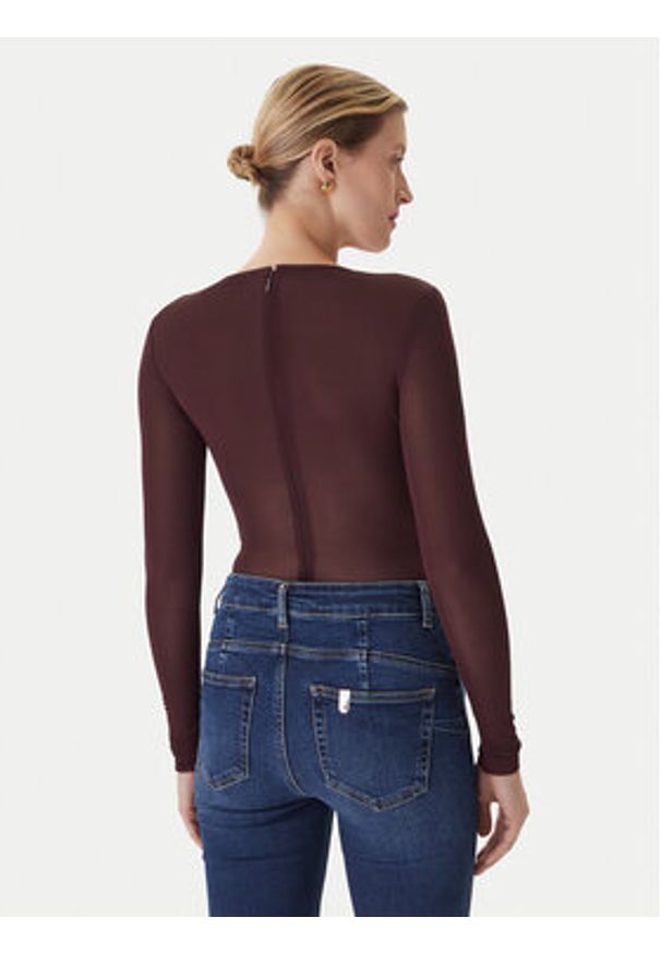 Elisabetta Franchi Body BO-016-57E2-V390 Bordowy Slim Fit. Kolor: czerwony. Materiał: wiskoza