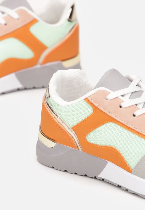 Born2be - Szaro-Zielone Sneakersy przed Kostkę z Metaliczną Wstawką Destona. Wysokość cholewki: przed kostkę. Kolor: szary