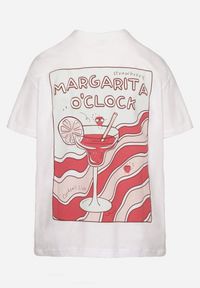 Born2be - Biało-Czerwony Bawełniany T-shirt Typu Oversize z Nadrukiem i Napisem Fillana. Okazja: na co dzień. Kolor: biały. Materiał: bawełna. Wzór: napisy, nadruk. Styl: casual #3