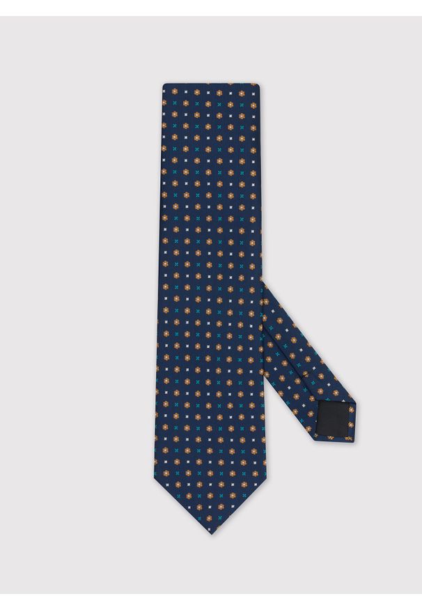 Pako Lorente - PAKO LORENTE – Wzorzysty granatowy krawat. Kolor: niebieski. Materiał: mikrofibra