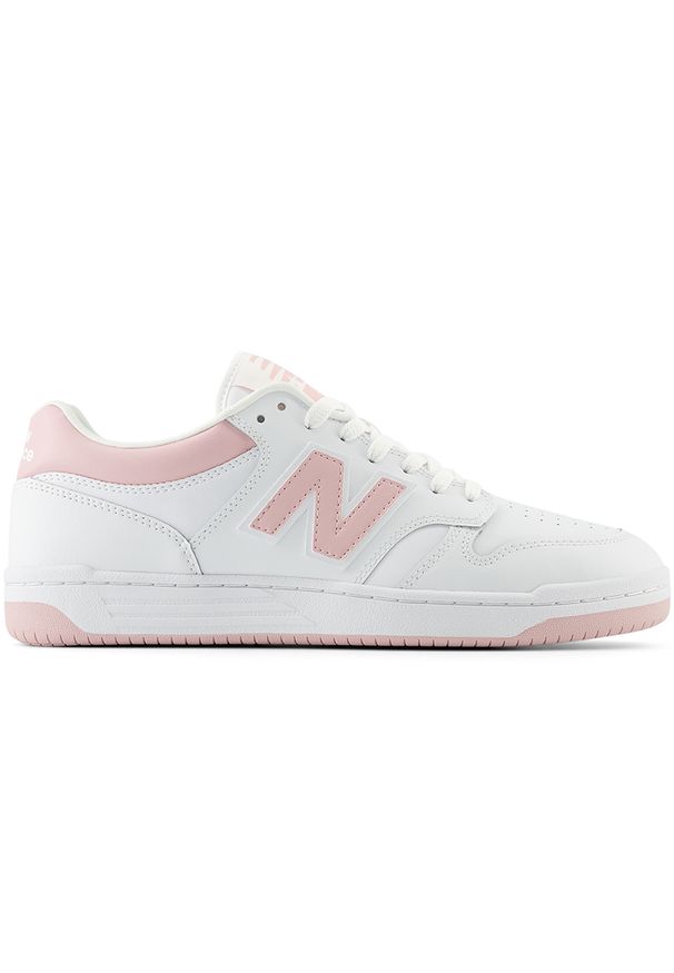 Buty unisex New Balance BB480LOP – białe. Okazja: na co dzień. Kolor: biały. Materiał: skóra, materiał, syntetyk, dresówka. Szerokość cholewki: normalna. Sport: turystyka piesza