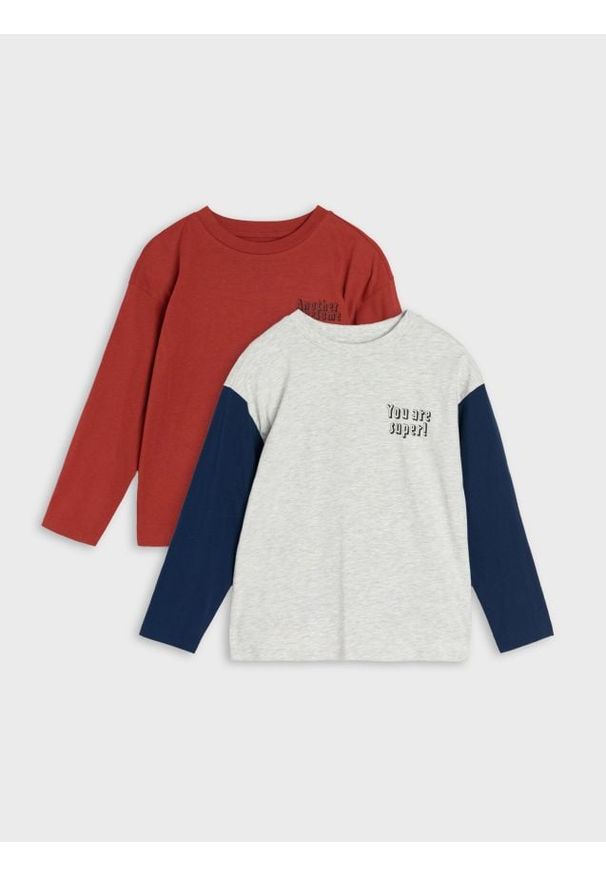 Sinsay - Koszulki z krótkim rękawem 2 pack - pomarańczowy. Kolor: pomarańczowy. Długość rękawa: krótki rękaw. Długość: krótkie