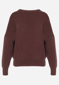 Born2be - Brązowy Sweter z Dekoltem w V z Domieszką Kaszmiru Mariara. Okazja: na co dzień. Typ kołnierza: dekolt w kształcie V. Kolor: brązowy. Materiał: kaszmir. Wzór: bez wzorów. Styl: casual #4
