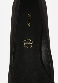 Born2be - Czarne Czółenka na Ozdobnym Obcasie z Kryształkami i Skórzaną Wkładką Oviria. Okazja: na co dzień, na spotkanie biznesowe, do pracy. Kolor: czarny. Materiał: skóra. Wzór: aplikacja. Obcas: na obcasie. Styl: casual, biznesowy, wizytowy. Wysokość obcasa: średni #2