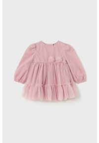 Mayoral sukienka niemowlęca kolor różowy mini rozkloszowana. Kolor: różowy. Długość rękawa: długi rękaw. Typ sukienki: rozkloszowane. Styl: klasyczny. Długość: mini #4