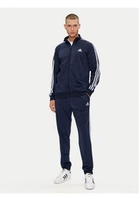 Adidas - adidas Dres Basic 3-Stripes HZ2220 Granatowy Regular Fit. Kolor: niebieski. Materiał: syntetyk #1