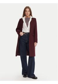 TOMMY HILFIGER - Tommy Hilfiger Płaszcz wełniany WW0WW46547 Bordowy Regular Fit. Kolor: czerwony. Materiał: wełna #5