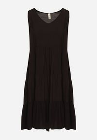 Born2be - Czarna Rozkloszowana Sukienka z Bawełny na Ramiączkach Zasea. Okazja: na randkę, na co dzień. Typ kołnierza: dekolt w kształcie V. Kolor: czarny. Materiał: bawełna. Długość rękawa: na ramiączkach. Styl: elegancki, casual #7