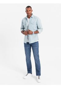 Ombre Clothing - Spodnie męskie jeansowe STRAIGHT LEG - niebieskie V3 OM-PADP-0133 - XXL. Kolor: niebieski. Materiał: jeans. Styl: klasyczny