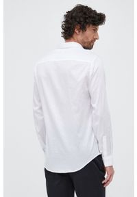 Armani Exchange koszula bawełniana męska kolor biały slim z kołnierzykiem klasycznym. Typ kołnierza: kołnierzyk klasyczny. Kolor: biały. Materiał: bawełna. Długość rękawa: długi rękaw. Długość: długie. Styl: klasyczny #2
