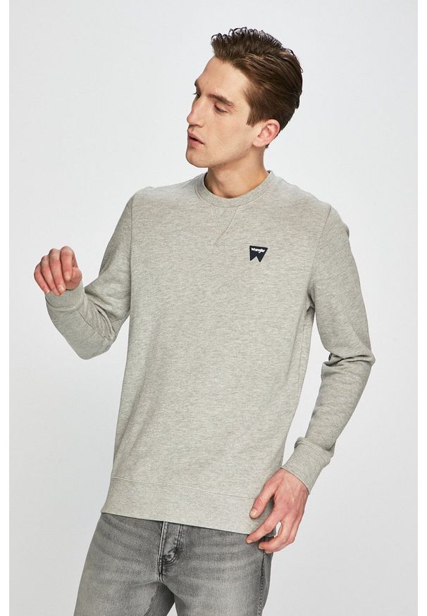 Wrangler - Bluza. Okazja: na co dzień. Kolor: szary. Materiał: dzianina. Wzór: gładki. Styl: casual