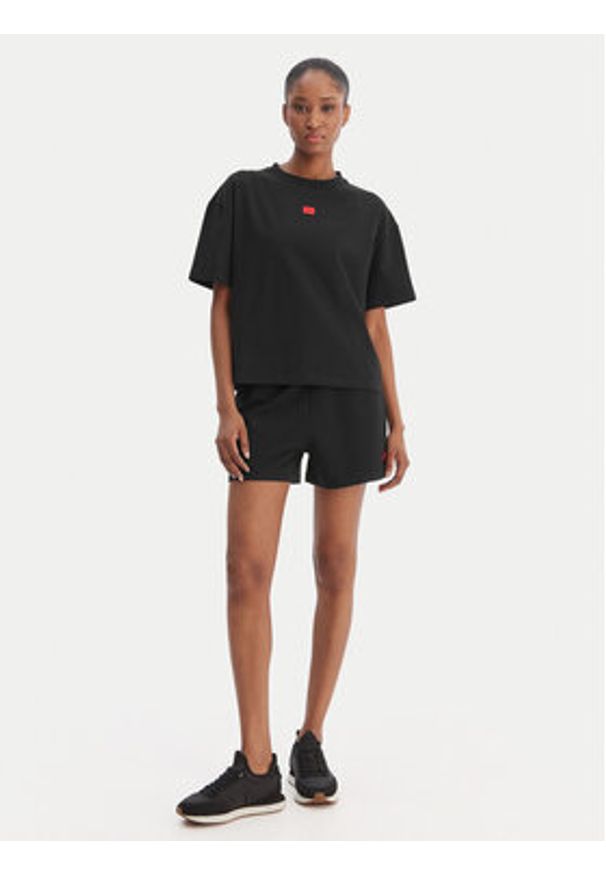 Hugo - HUGO T-Shirt Signature 50556807 Czarny Regular Fit. Kolor: czarny. Materiał: bawełna