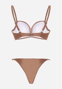 Renee - Brązowe Bikini Dwuczęściowe z Biustonoszem Push-Up i Metalowymi Zapięciami Coraeva. Kolor: brązowy. Wzór: aplikacja #5