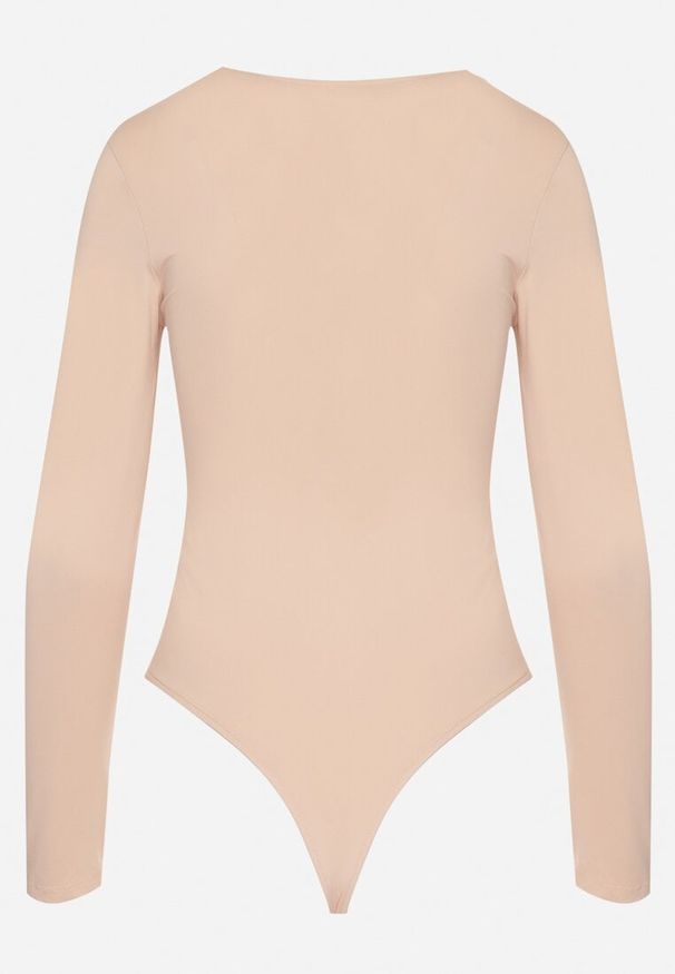 Born2be - Beżowe Body w Klasycznym Stylu Ralfia. Okazja: na co dzień. Kolor: beżowy. Materiał: jeans. Styl: klasyczny