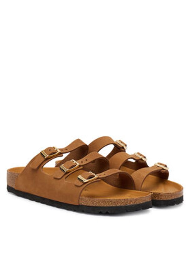 Birkenstock Klapki Florida Fresh Tonal Footbed 1031867 Brązowy. Kolor: brązowy. Materiał: nubuk, skóra