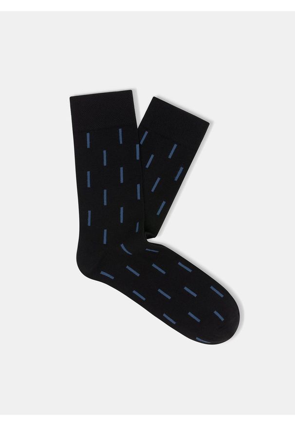 Pako Lorente - Czarne skarpetki w niebieskie kreski P000B-SX-521-C. Kolor: wielokolorowy, niebieski, czarny. Materiał: tkanina. Wzór: kropki