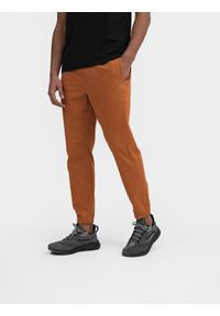 4f - Spodnie casual joggery męskie. Kolor: brązowy. Materiał: tkanina, elastan, bawełna