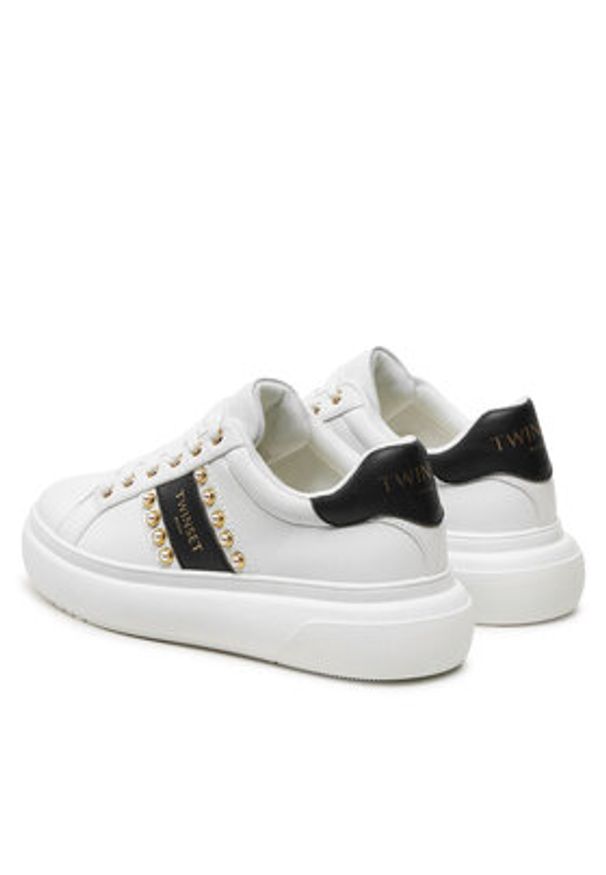 TwinSet - TWINSET Sneakersy Sneaker 242TCP01E Biały. Kolor: biały. Materiał: skóra