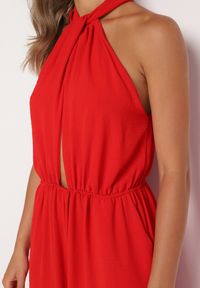 Born2be - Czerwony Kombinezon o Taliowanym Kroju Bez Rękawów Rivassina. Kolor: czerwony. Długość rękawa: bez rękawów. Długość: długie #6