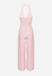 Born2be - Różowy Kombinezon Taliowany Ozdobiony Guzikami Niladwenna. Kolor: różowy. Wzór: aplikacja. Styl: elegancki #2