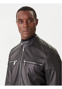 Karl Lagerfeld - KARL LAGERFELD Kurtka skórzana 555022 554421 Czarny Slim Fit. Typ kołnierza: dekolt w karo. Kolor: czarny. Materiał: skóra #5