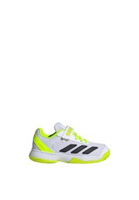 Adidas - Tenisowe buty z paskami na rzepy dla dzieci Courtflash. Zapięcie: rzepy. Kolor: żółty, biały, wielokolorowy, czarny. Sport: tenis