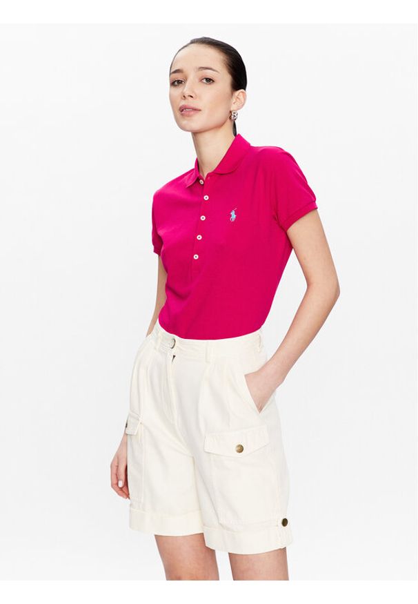 Polo Ralph Lauren Polo 211870245034 Różowy Slim Fit. Typ kołnierza: polo. Kolor: różowy. Materiał: bawełna