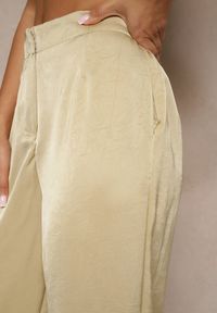 Renee - Ciemnobeżowe Spodnie High Waist o Eleganckim Fasonie z Prostą Nogawką Jenarwena. Okazja: na spotkanie biznesowe. Stan: podwyższony. Kolor: beżowy. Styl: elegancki #5