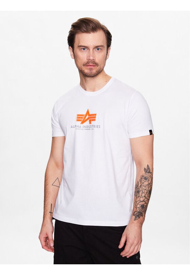 Alpha Industries T-Shirt Basic T Rubber 100501RB Biały Regular Fit. Kolor: biały. Materiał: bawełna