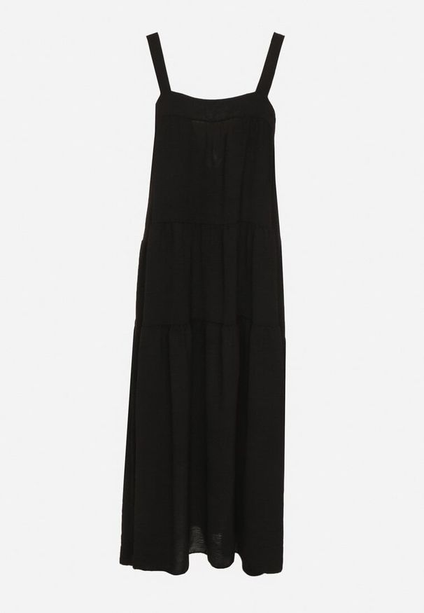 Born2be - Czarna Sukienka o Rozkloszowanym Kroju z Wiązaniem z Tyłu Savinelle. Okazja: na imprezę, na co dzień. Kolor: czarny. Styl: elegancki, casual