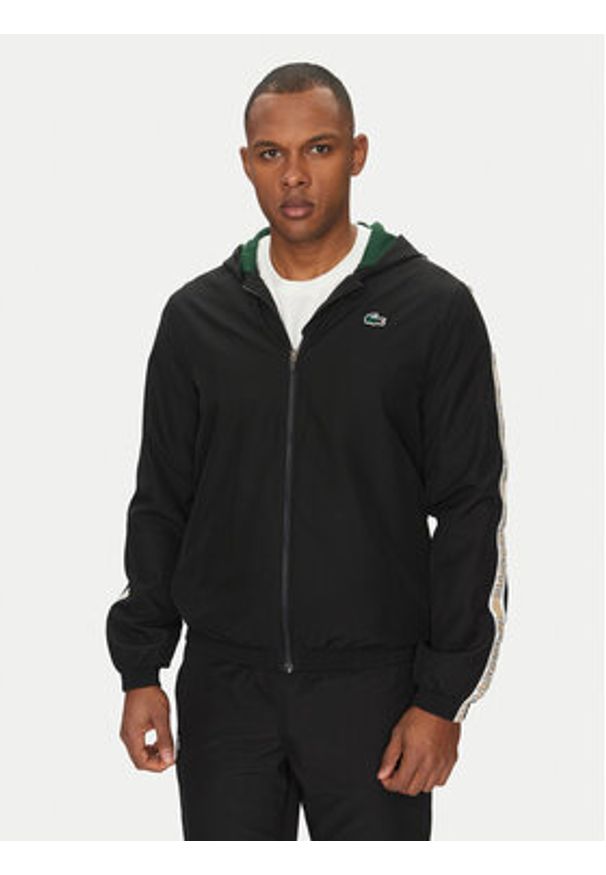 Lacoste Dres WH8987 Czarny Regular Fit. Kolor: czarny. Materiał: syntetyk