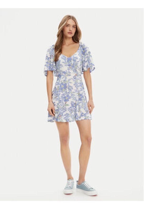 Roxy Sukienka letnia Mercado Mini Crepe ERJWD03868 Biały Regular Fit. Kolor: biały. Materiał: wiskoza. Sezon: lato. Długość: mini