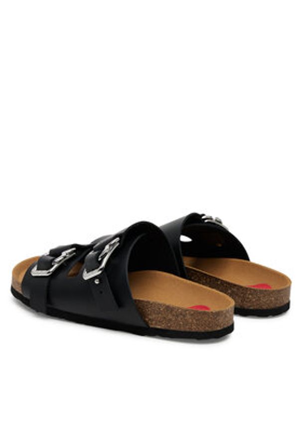 Love Moschino - LOVE MOSCHINO Klapki JA28273G1MIA000A Czarny. Kolor: czarny. Materiał: skóra