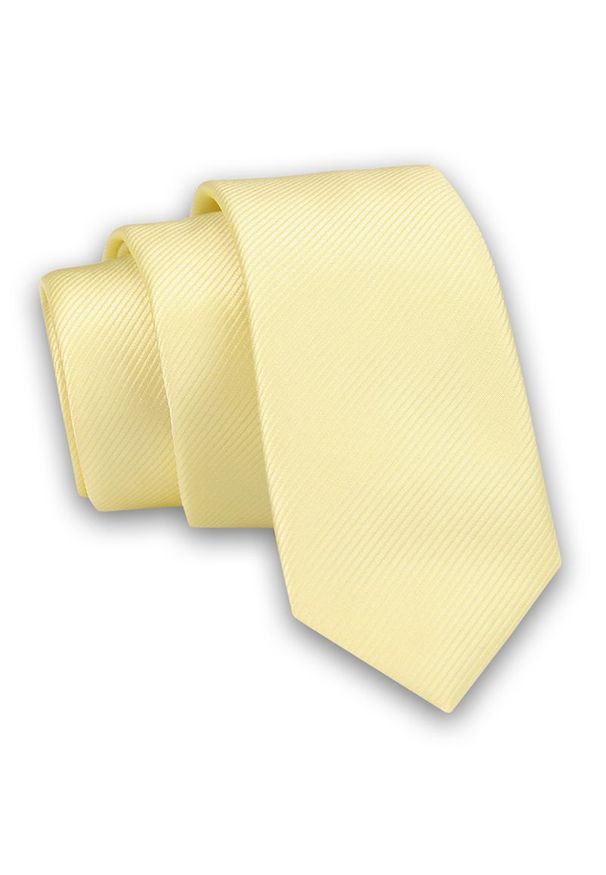 Jednokolorowy Krawat Męski, Śledź - 5 cm - Angelo di Monti, Kanarkowy. Kolor: złoty, żółty, wielokolorowy