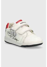 Geox sneakersy dziecięce x Disney kolor biały. Kolor: biały. Materiał: skóra, guma. Wzór: motyw z bajki #2