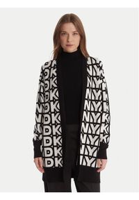DKNY Kardigan P5MXAX88 Écru Relaxed Fit. Materiał: wiskoza