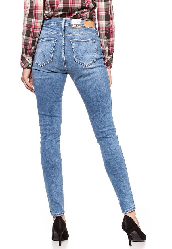 Wrangler - WRANGLER HIGH RISE SKINNY BEST BLUE W27HX794O 112128148. Stan: podwyższony