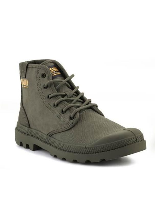 Buty do chodzenia unisex Palladium Pampa Hi Coated. Kolor: zielony. Materiał: materiał, syntetyk. Szerokość cholewki: normalna. Sport: turystyka piesza